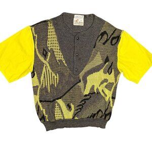 Vintage Creola Knit Polo 1980s Made in Italy Cotton Viscose Short Sleeve Large